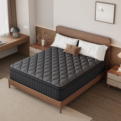 gunugu 10 inch Queen Hybrid Mattress in a Box, Cooling Gel Memory Foam Mattress with Individually Wrapped Pocket Coils, Medium Firm