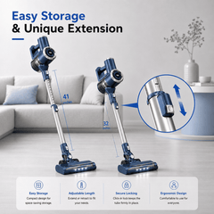 PrettyCare Cordless Stick Vacuum Cleaner, 2600mAh 6-in-1 Lightweight Upright for Carpet Hard Floor Pet Hair W200 Upgraded