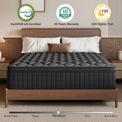 gunugu 10 inch Queen Hybrid Mattress in a Box, Cooling Gel Memory Foam Mattress with Individually Wrapped Pocket Coils, Medium Firm