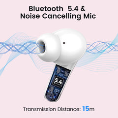 VEAT00L P91 Wireless Earbuds, Bluetooth Headphones V5.4 Stereo Ear buds with Noise Cancelling Mics, 60H Playback Mini Case with Dual LED Display, IP7 Waterproof in-Ear Earphones for Android iOS