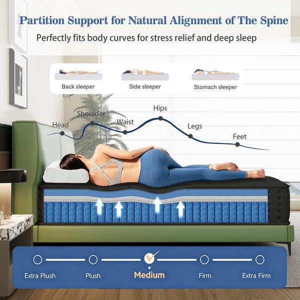 Tryagat 12” Twin Hybrid Mattress in a Box, Medium Firm Twin Size Mattresses, Cooling Gel Memory Foam Mattress with Individually Wrapped Pocket Coils, Pressure Relief
